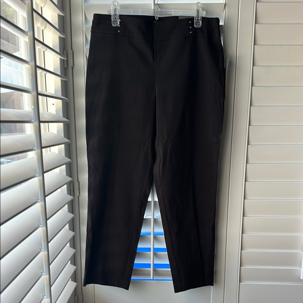 NWT Jennifer Moore dark brown short length pants.  Size petite large.